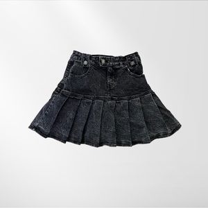 Pleated Denim Skirt
